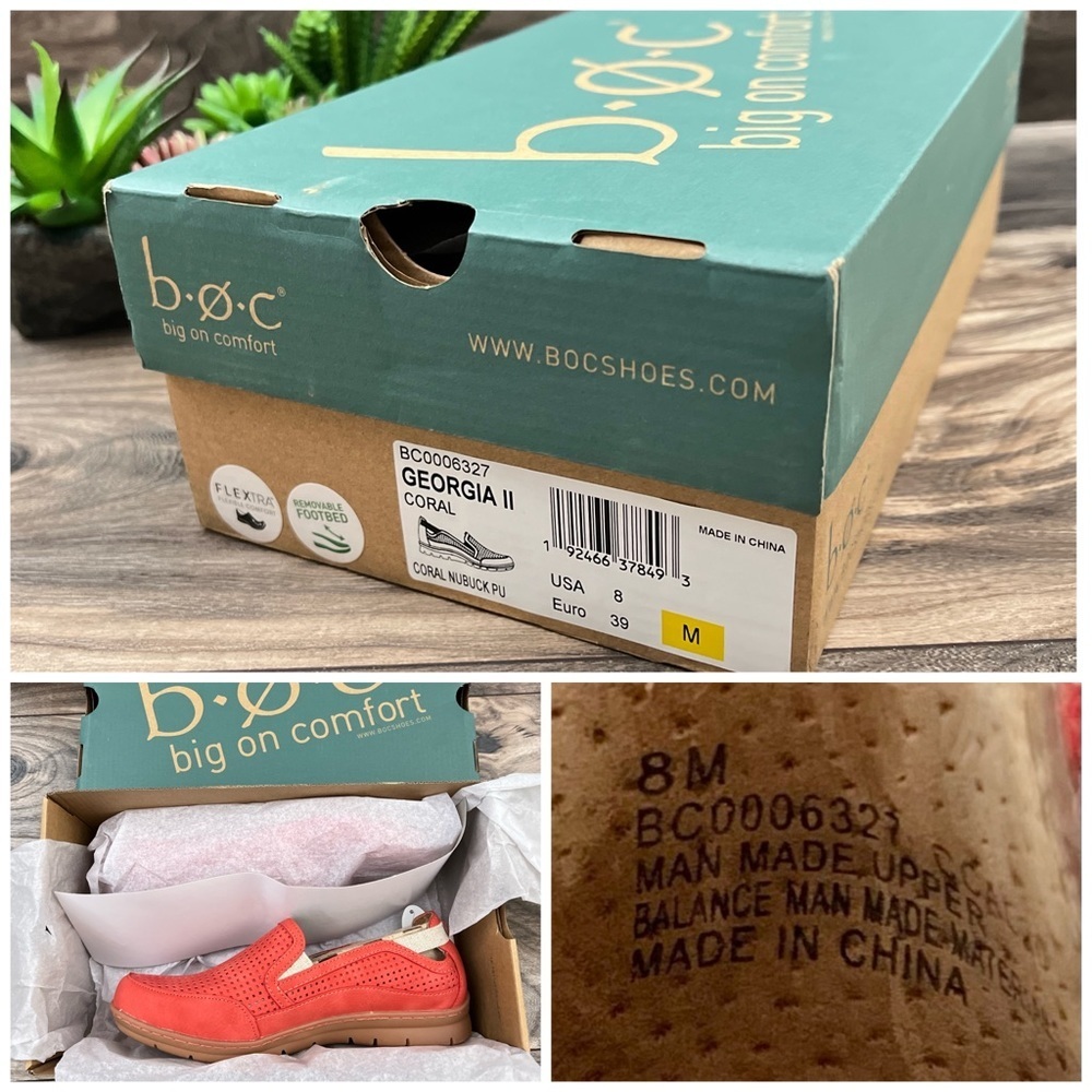 NIB BOC Born Georgia II Perforated Comfort Slip On Loafer Shoes 8M 39 Coral - Picture 10 of 11